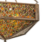 Meyda Lighting Bamboo 23"Sq 4-Light Antique Copper Semi-flush Mount Light With Amber & Green Stained Shade Glass