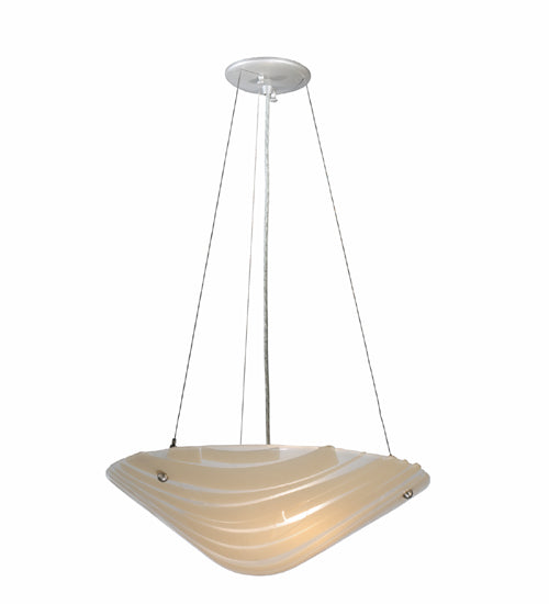 Meyda Lighting Bambu 18" 2-Light Nickel Inverted Pendant Light With Fused Beige Shade Glass
