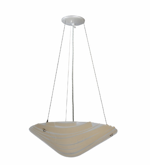 Meyda Lighting Bambu 18" 2-Light Nickel Inverted Pendant Light With Fused Beige Shade Glass