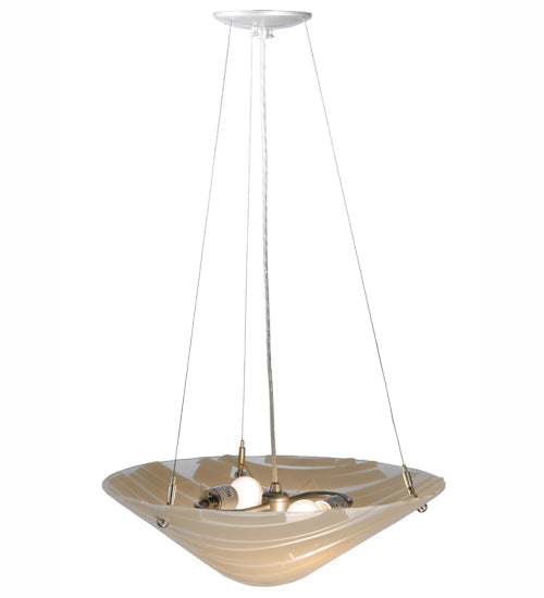 Meyda Lighting Bambu 18" 2-Light Nickel Inverted Pendant Light With Fused Beige Shade Glass