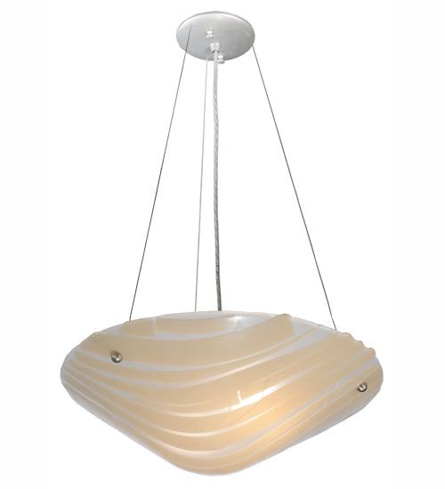 Meyda Lighting Bambu 18" 2-Light Nickel Inverted Pendant Light With Fused Beige Shade Glass