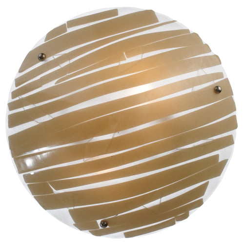 Meyda Lighting Bambu 18" 2-Light Nickel Inverted Pendant Light With Fused Beige Shade Glass