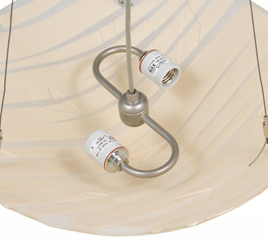 Meyda Lighting Bambu 18" 2-Light Nickel Inverted Pendant Light With Fused Beige Shade Glass