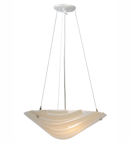 Meyda Lighting Bambu 18" 2-Light Nickel Inverted Pendant Light With Fused Beige Shade Glass