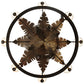 Meyda Lighting Banana Bamboo 59" 6-Light Antique Rust and Cortez Gold Chandelier With White Textrene Shade