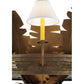 Meyda Lighting Banana Bamboo 59" 6-Light Antique Rust and Cortez Gold Chandelier With White Textrene Shade