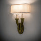 Meyda Lighting Bancroft 12" 2-Light Brass Wall Sconce With White Natural Wafer Silk Shade