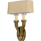 Meyda Lighting Bancroft 12" 2-Light Brass Wall Sconce With White Natural Wafer Silk Shade
