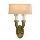Meyda Lighting Bancroft 12" 2-Light Brass Wall Sconce With White Natural Wafer Silk Shade