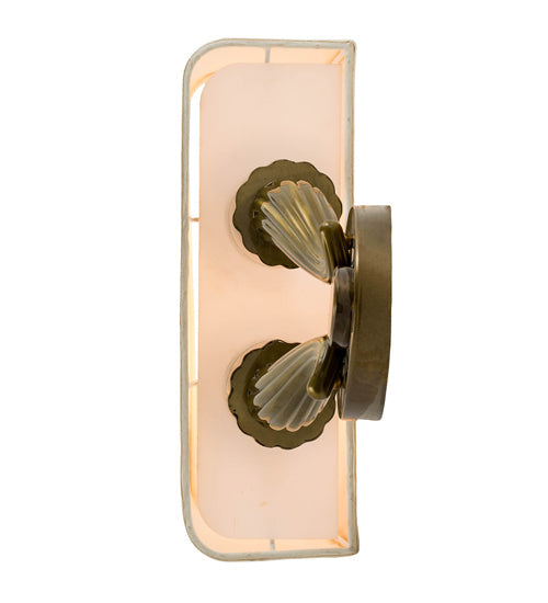 Meyda Lighting Bancroft 12" 2-Light Brass Wall Sconce With White Natural Wafer Silk Shade