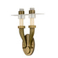 Meyda Lighting Bancroft 12" 2-Light Brass Wall Sconce With White Natural Wafer Silk Shade