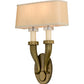 Meyda Lighting Bancroft 12" 2-Light Brass Wall Sconce With White Natural Wafer Silk Shade