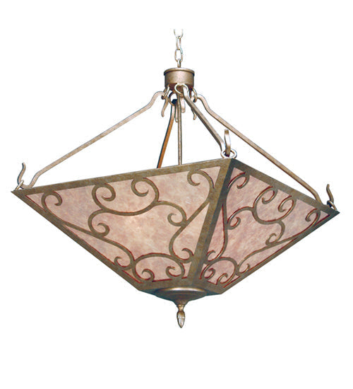 Meyda Lighting Bandolei 38" 4-Light Corinth Inverted Pendant Light With Silver Mica Shade