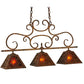 Meyda Lighting Bandolei 42" 3-Light Antique Rust Island Pendant Light With Amber Mica Shade Glass