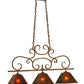 Meyda Lighting Bandolei 42" 3-Light Antique Rust Island Pendant Light With Amber Mica Shade Glass