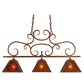 Meyda Lighting Bandolei 42" 3-Light Antique Rust Island Pendant Light With Amber Mica Shade Glass
