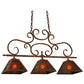 Meyda Lighting Bandolei 42" 3-Light Antique Rust Island Pendant Light With Amber Mica Shade Glass