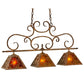 Meyda Lighting Bandolei 42" 3-Light Antique Rust Island Pendant Light With Amber Mica Shade Glass