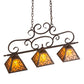 Meyda Lighting Bandolei 42" 3-Light Mahogany Bronze Island Pendant Light With Amber Mica Shade Glass