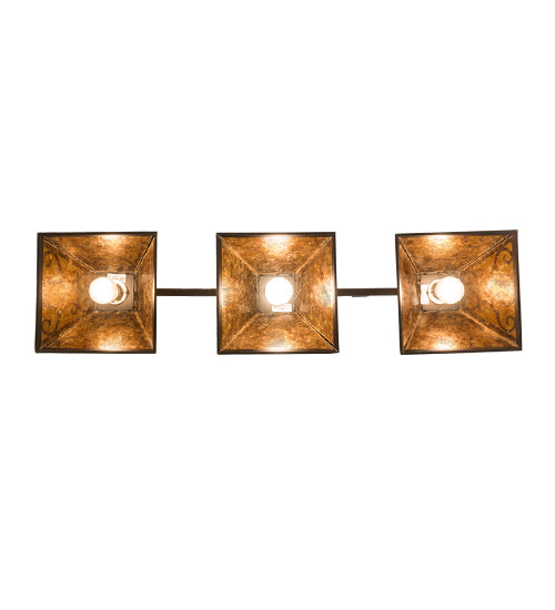 Meyda Lighting Bandolei 42" 3-Light Mahogany Bronze Island Pendant Light With Amber Mica Shade Glass