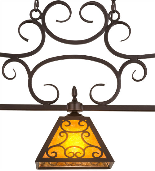 Meyda Lighting Bandolei 42" 3-Light Mahogany Bronze Island Pendant Light With Amber Mica Shade Glass