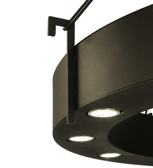 Meyda Lighting Bangle 38" 12-Light Wrought Iron Pendant Light With Black and White Shade