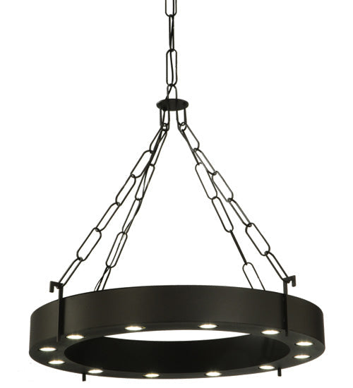 Meyda Lighting Bangle 38" 12-Light Wrought Iron Pendant Light With Black and White Shade