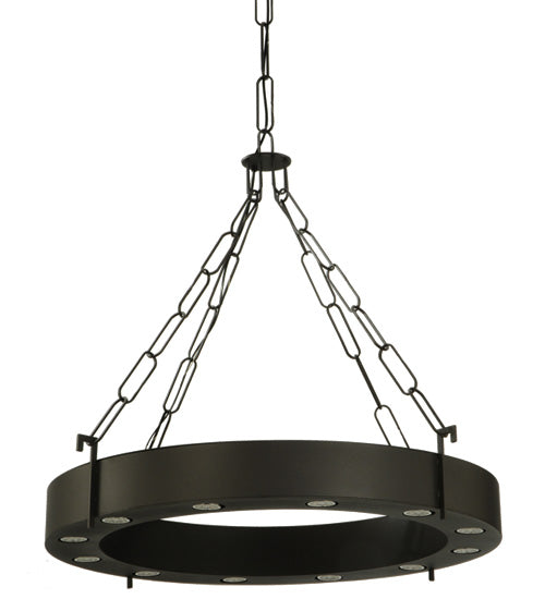 Meyda Lighting Bangle 38" 12-Light Wrought Iron Pendant Light With Black and White Shade