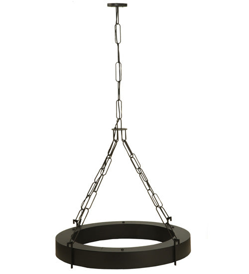 Meyda Lighting Bangle 38" 12-Light Wrought Iron Pendant Light With Black and White Shade