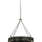 Meyda Lighting Bangle 38" 12-Light Wrought Iron Pendant Light With Black and White Shade