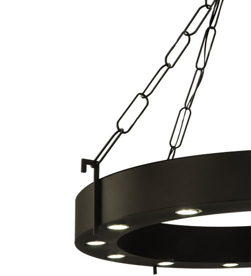 Meyda Lighting Bangle 38" 12-Light Wrought Iron Pendant Light With Black and White Shade