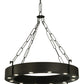 Meyda Lighting Bangle 38" 12-Light Wrought Iron Pendant Light With Black and White Shade