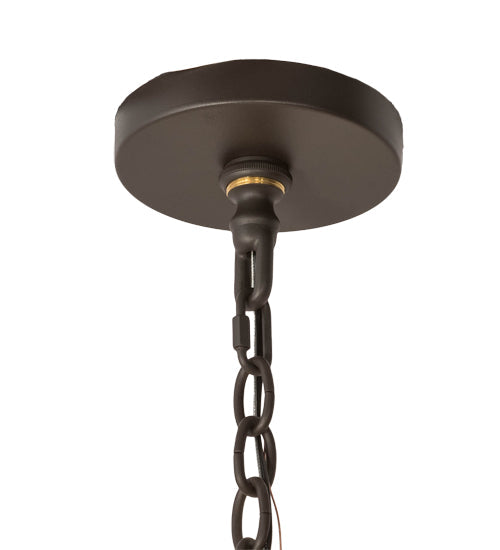 Meyda Lighting Baranya 42" 6-Light Wrought Iron Pendant Light With Amber Faux Candlelight