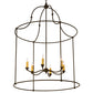 Meyda Lighting Baranya 42" 6-Light Wrought Iron Pendant Light With Amber Faux Candlelight