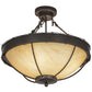 Meyda Lighting Barbed Wire 24" 4-Light Timeless Bronze Semi-flush Mount Ceiling Light With Travertine Acrylic Shade Glass
