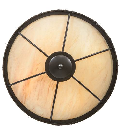 Meyda Lighting Barbed Wire 24" 4-Light Timeless Bronze Semi-flush Mount Ceiling Light With Travertine Acrylic Shade Glass