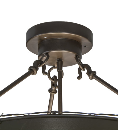 Meyda Lighting Barbed Wire 24" 4-Light Timeless Bronze Semi-flush Mount Ceiling Light With Travertine Acrylic Shade Glass
