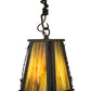 Meyda Lighting Barbed Wire 9" Timeless Bronze Mini Pendant Light With Green & Brown Art Shade Glass