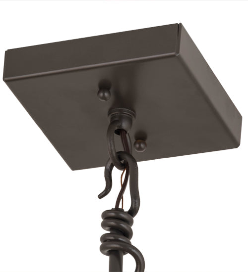 Meyda Lighting Barbed Wire 9" Timeless Bronze Mini Pendant Light With Green & Brown Art Shade Glass
