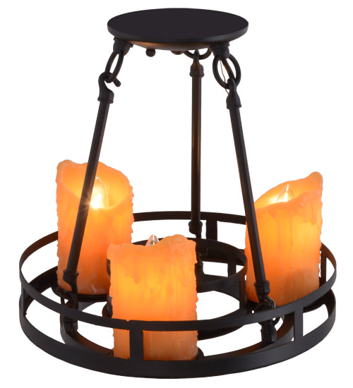 Meyda Lighting Barbury 12" 3-Light Textured Black Semi-flush Mount Ceiling Light With Amber Faux Candlelight