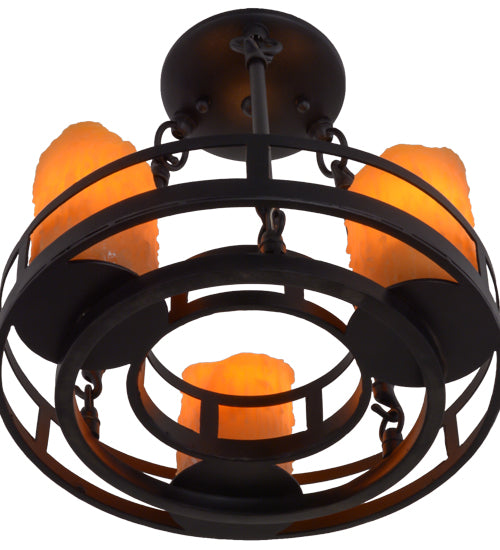 Meyda Lighting Barbury 12" 3-Light Textured Black Semi-flush Mount Ceiling Light With Amber Faux Candlelight