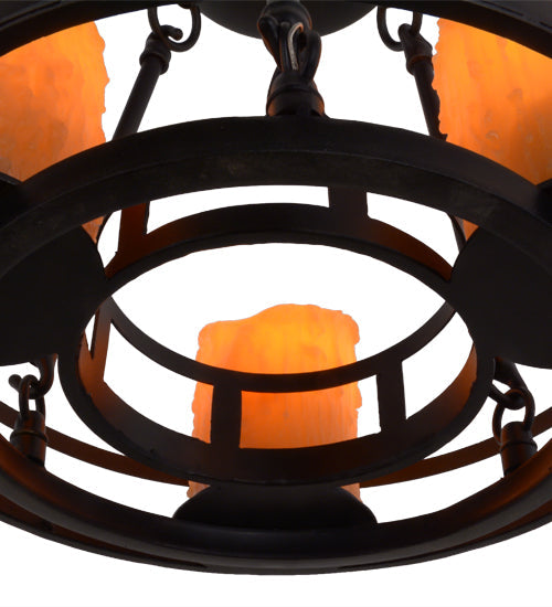 Meyda Lighting Barbury 12" 3-Light Textured Black Semi-flush Mount Ceiling Light With Amber Faux Candlelight