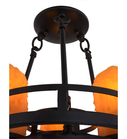 Meyda Lighting Barbury 12" 3-Light Textured Black Semi-flush Mount Ceiling Light With Amber Faux Candlelight