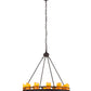 Meyda Lighting Barbury 32" 12-Light Dark Roast Chandelier With Amber Faux Candlelight