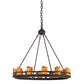 Meyda Lighting Barbury 32" 12-Light Dark Roast Chandelier With Amber Faux Candlelight