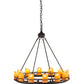 Meyda Lighting Barbury 32" 12-Light Dark Roast Chandelier With Amber Faux Candlelight