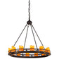 Meyda Lighting Barbury 32" 12-Light Dark Roast Chandelier With Amber Faux Candlelight