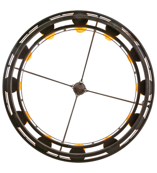Meyda Lighting Barbury 32" 12-Light Dark Roast Chandelier With Amber Faux Candlelight