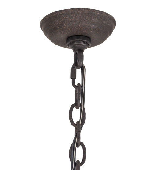 Meyda Lighting Barbury 32" 12-Light Dark Roast Chandelier With Amber Faux Candlelight