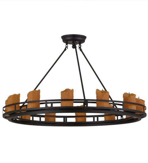 Meyda Lighting Barbury 36" 12-Light Textured Black Semi-flush Mount Ceiling Light With Amber Faux Candlelight
